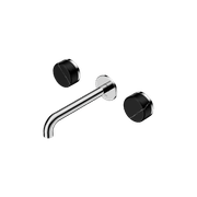 Serenity Wall Basin Set 185mm Spout With Marquina Black Handle Chrome gallery detail image