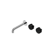 Serenity Wall Basin Set 160mm Offset Spout With Marquina Black Handle Chrome gallery detail image