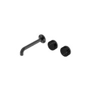 Serenity Wall Basin Set 220mm Offset Spout With Marquina Black Handle Gun Metal gallery detail image