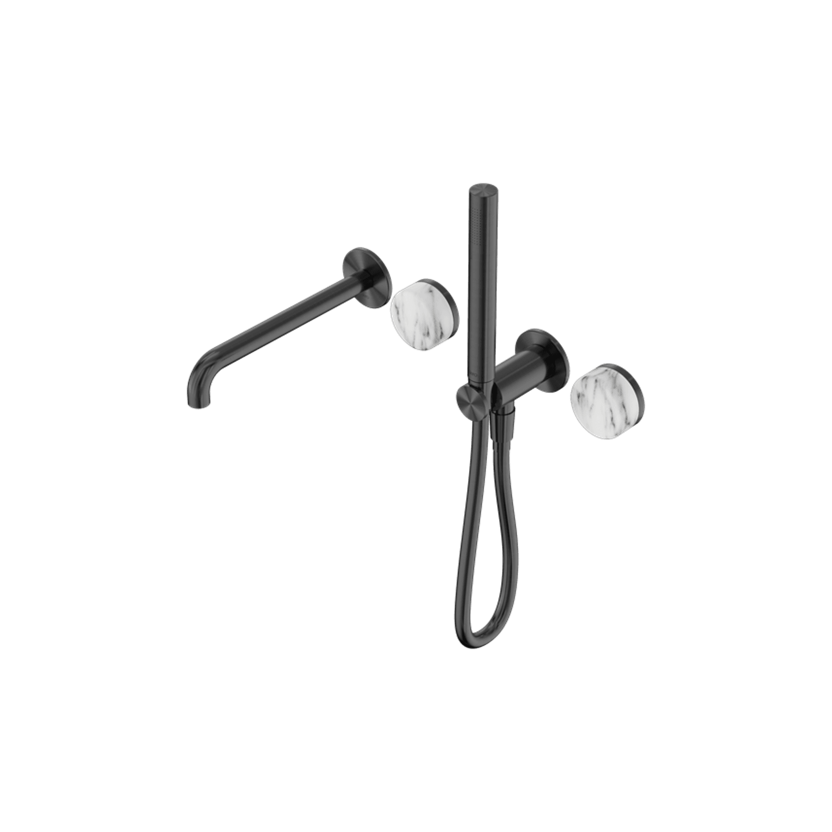 Serenity Shower System Spout Arabescato Corchia Handle And Slim Shower Gun Metal gallery detail image