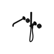 Serenity Shower System Spout Metal Handle And Slim Shower Matte Black gallery detail image