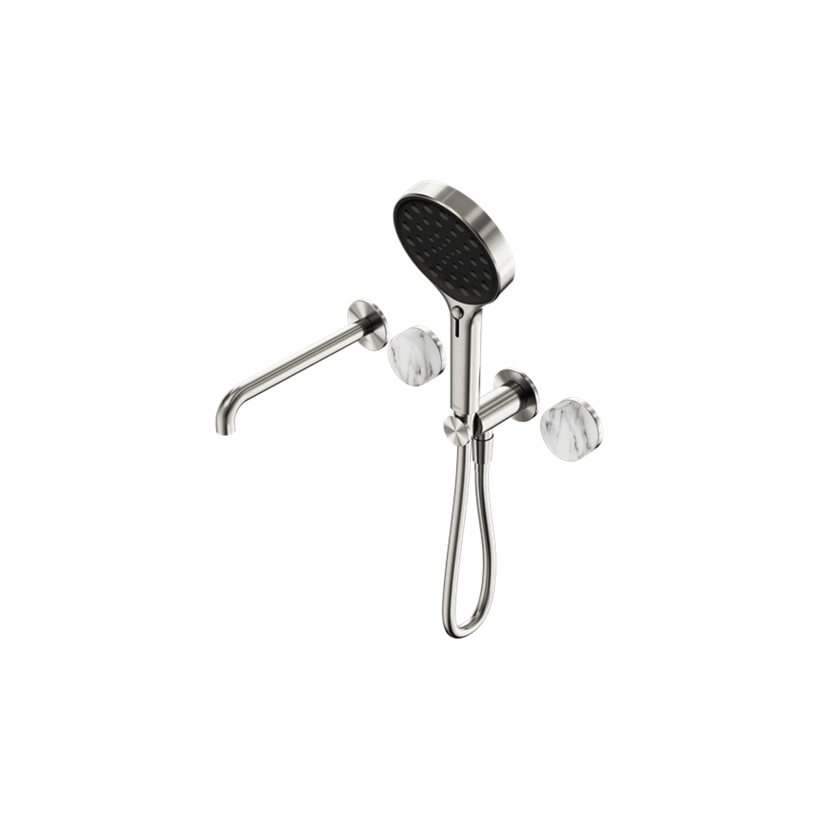 Serenity Shower System Spout Arabescato Corchia Handle And Serenity Hand Shower Brushed Nickel gallery detail image
