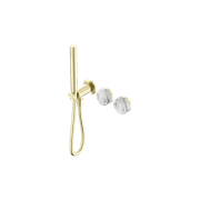 Serenity Shower System Arabescato Corchia Handle And Slim Shower Brushed Gold gallery detail image