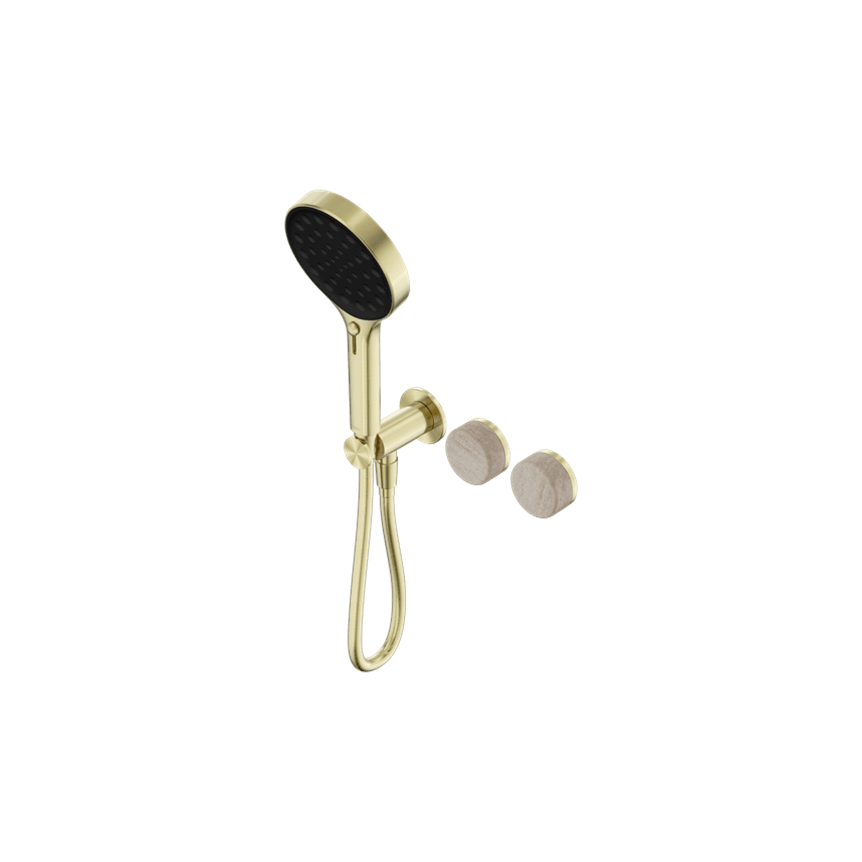 Serenity Shower System Rome Travertine Handle And Serenity Hand Shower Brushed Gold gallery detail image