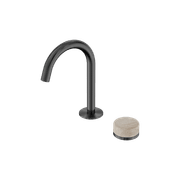 Serenity Basin Mixer Arc Spout Rome Travertine Handle Gun Metal gallery detail image