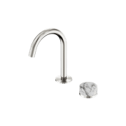Serenity Basin Mixer Arc Spout Arabescato Corchia Handle Brushed Nickel gallery detail image