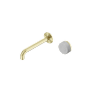 Serenity Wall Basin Mixer 160mm Spout Carrara Handle Brushed Gold gallery detail image