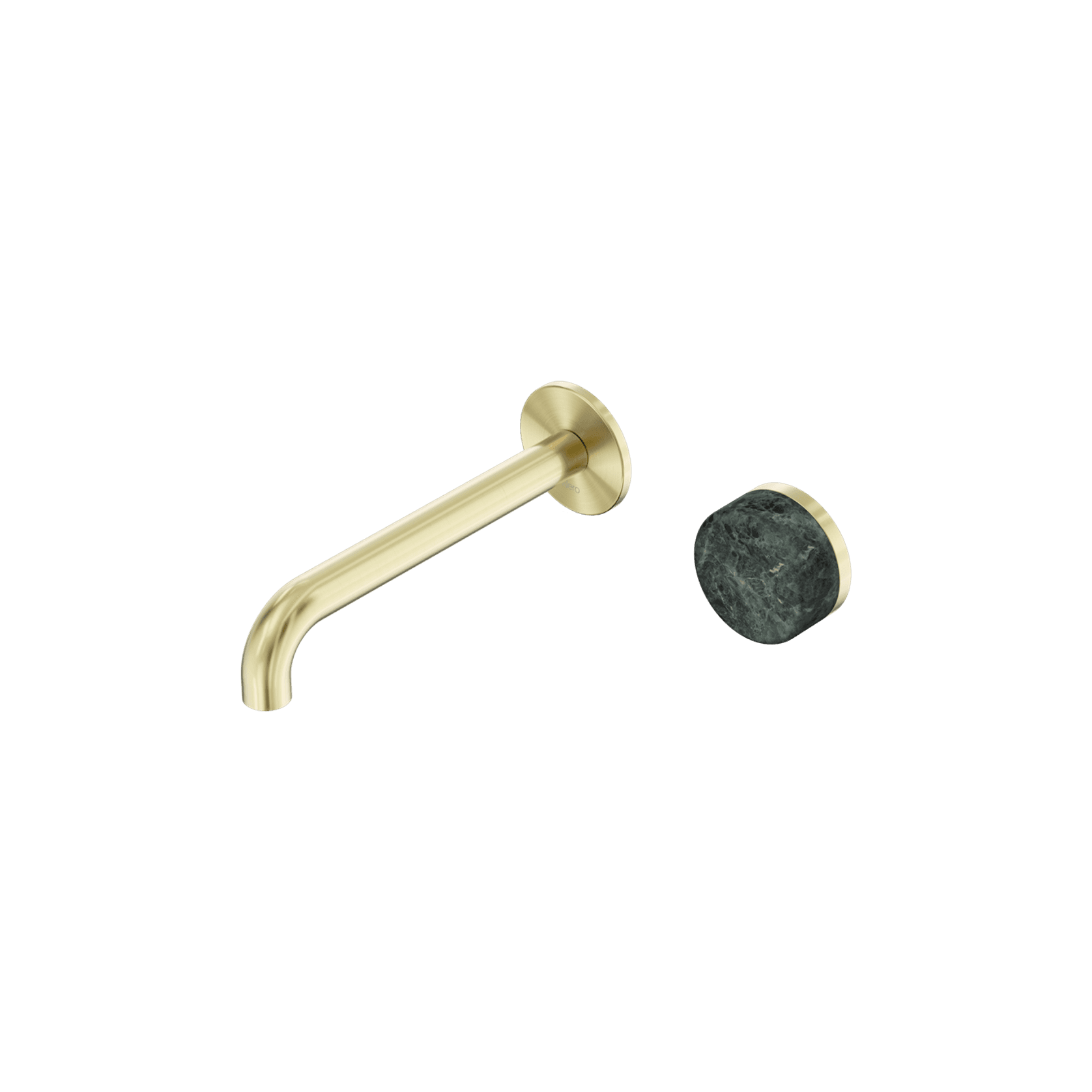 Serenity Wall Basin Mixer 185mm Spout Verde Alpi Handle Brushed Gold gallery detail image