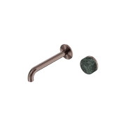 Serenity Wall Basin Mixer 185mm Spout Verde Alpi Handle Brushed Bronze gallery detail image
