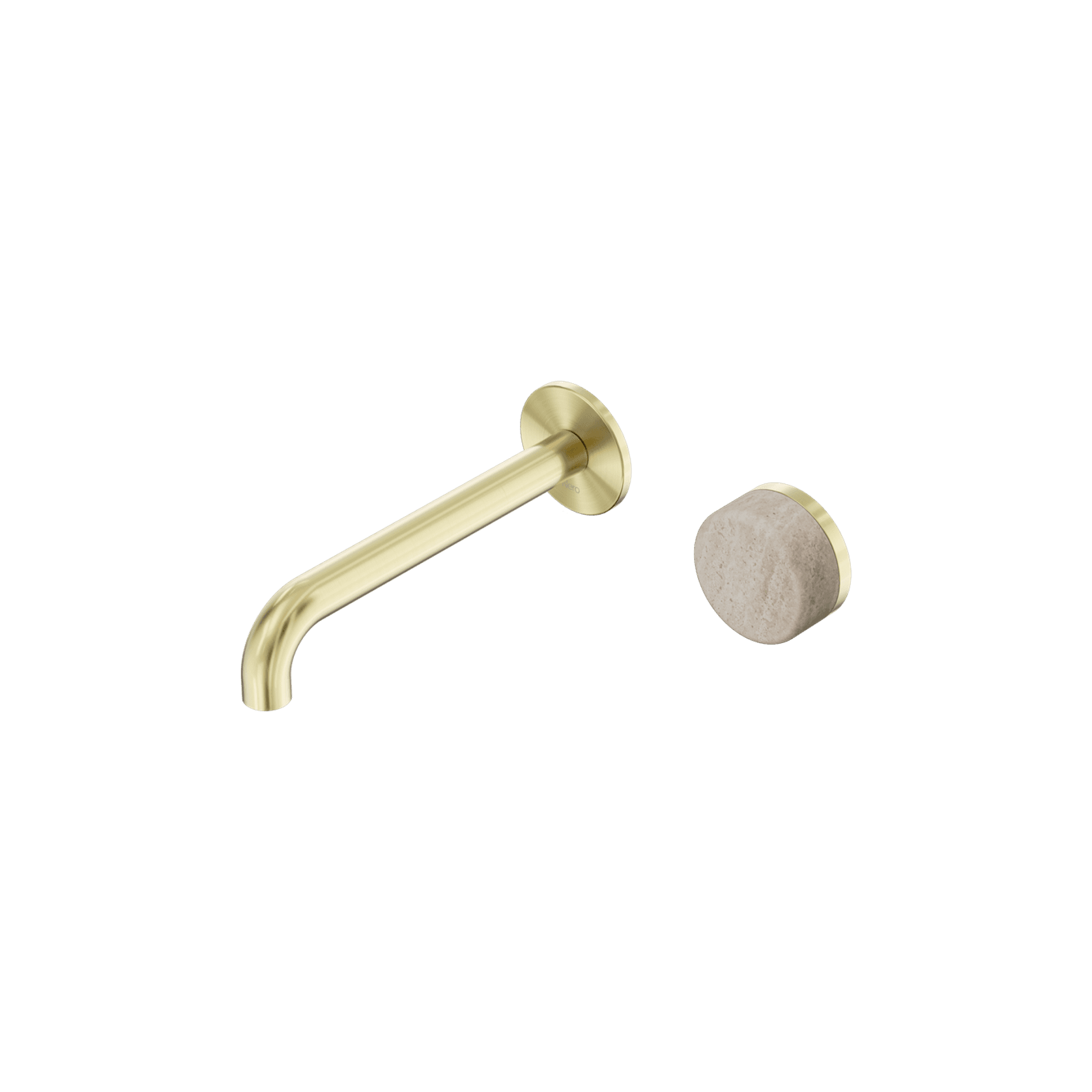 Serenity Wall Basin Mixer 185mm Spout Rome Travertine Handle Brushed Gold gallery detail image