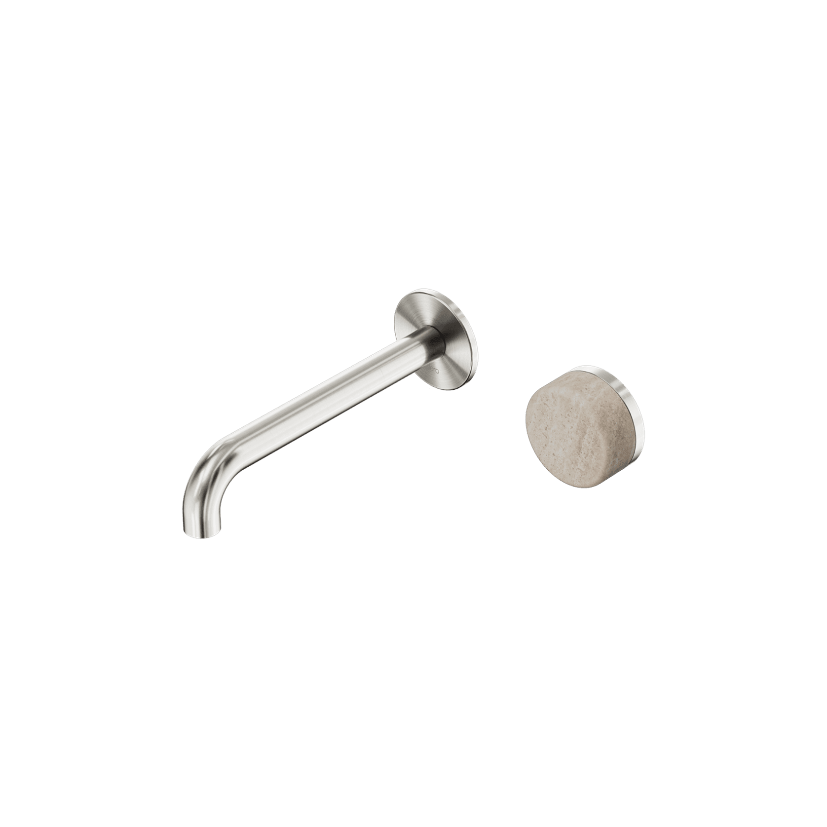Serenity Wall Basin Mixer 185mm Spout Rome Travertine Handle Brushed Nickel gallery detail image