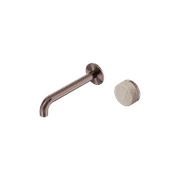 Serenity Wall Basin Mixer 185mm Spout Rome Travertine Handle Brushed Bronze gallery detail image