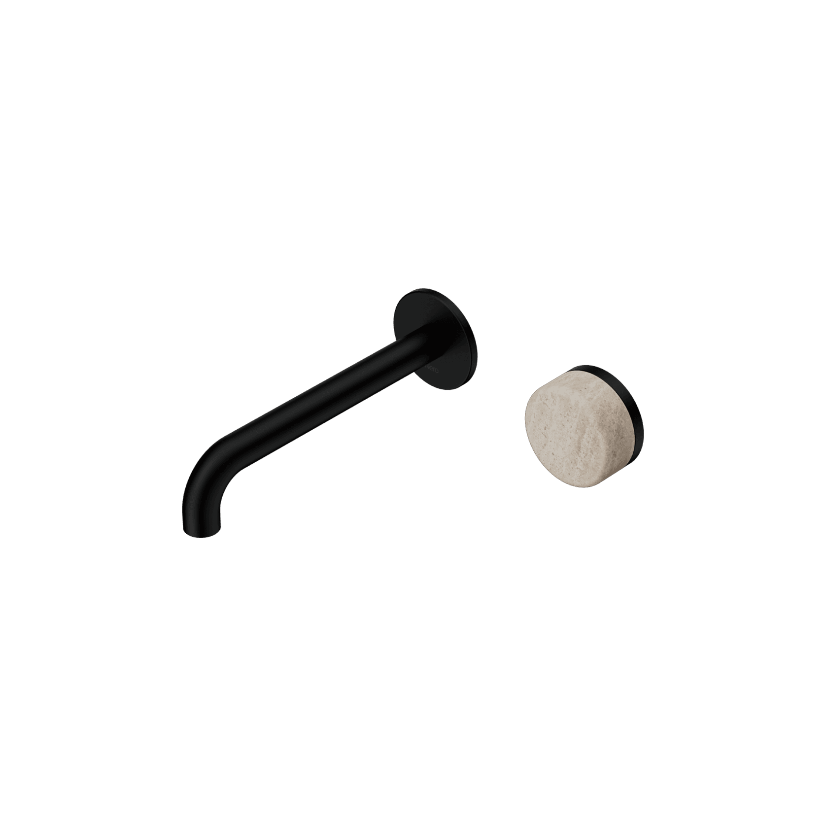Serenity Wall Basin Mixer 220mm Spout Rome Travertine Handle Matte Black gallery detail image