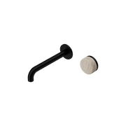 Serenity Wall Basin Mixer 160mm Spout Rome Travertine Handle Matte Black gallery detail image