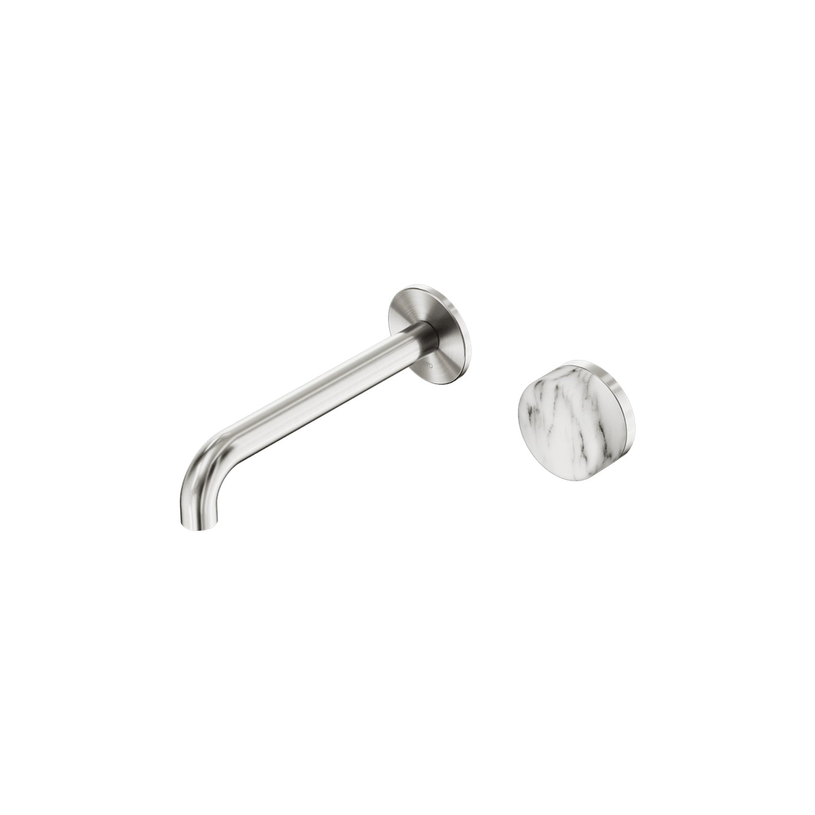 Serenity Wall Basin Mixer 185mm Spout Arabescato Corchia Handle Brushed Nickel gallery detail image
