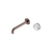 Serenity Wall Basin Mixer 160mm Spout Arabescato Corchia Handle Brushed Bronze gallery detail image