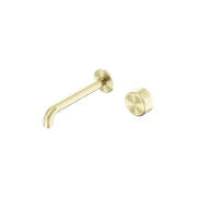 Serenity Wall Basin Mixer 160mm Spout Metal Handle Brushed Gold gallery detail image