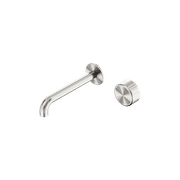 Serenity Wall Basin Mixer 220mm Spout Metal Handle Brushed Nickel gallery detail image