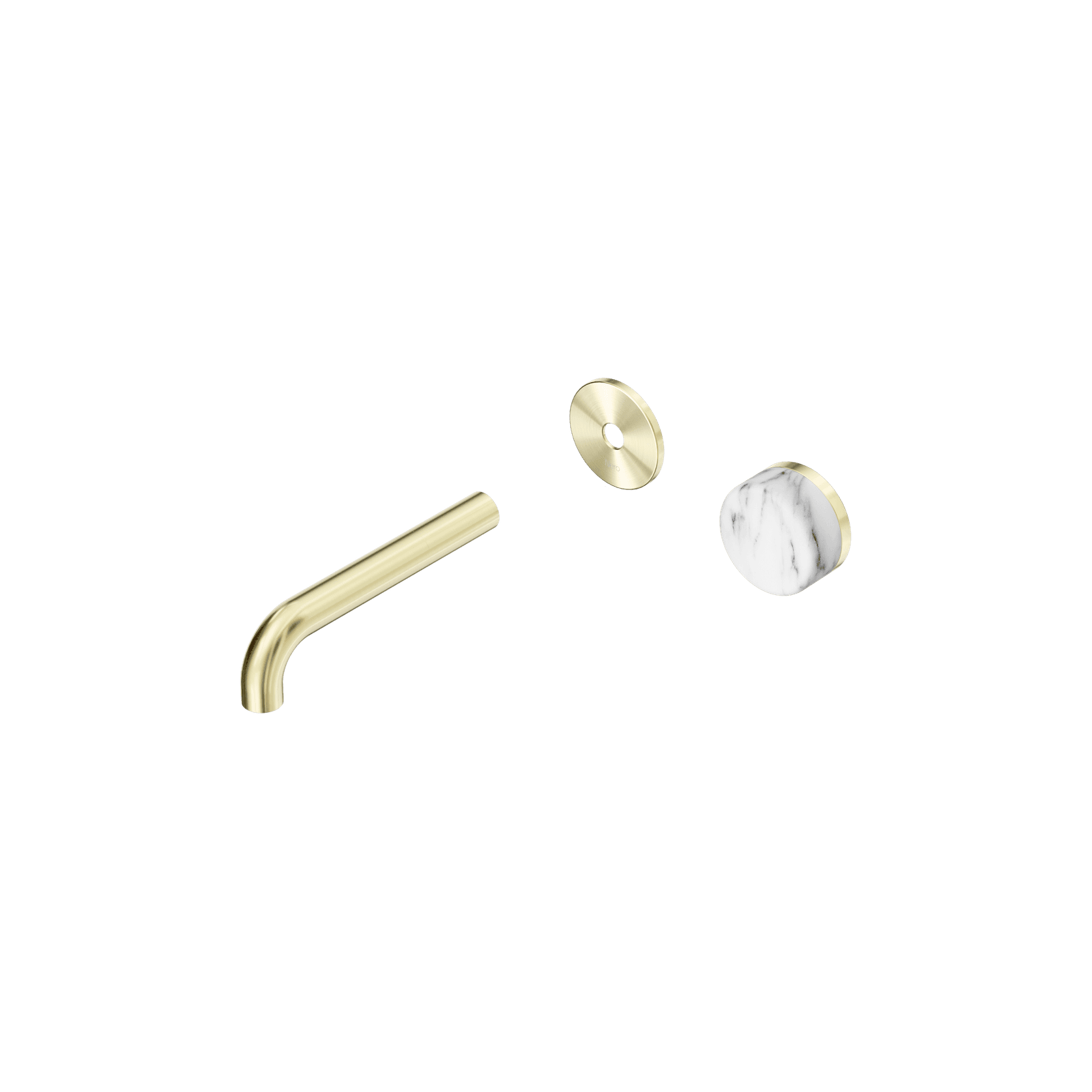 Serenity Wall Basin Mixer 160mm Spout Arabescato Corchia Handle Brushed Gold gallery detail image