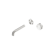 Serenity Wall Basin Mixer 160mm Spout Arabescato Corchia Handle Brushed Nickel gallery detail image