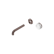 Serenity Wall Basin Mixer 160mm Spout Arabescato Corchia Handle Brushed Bronze gallery detail image