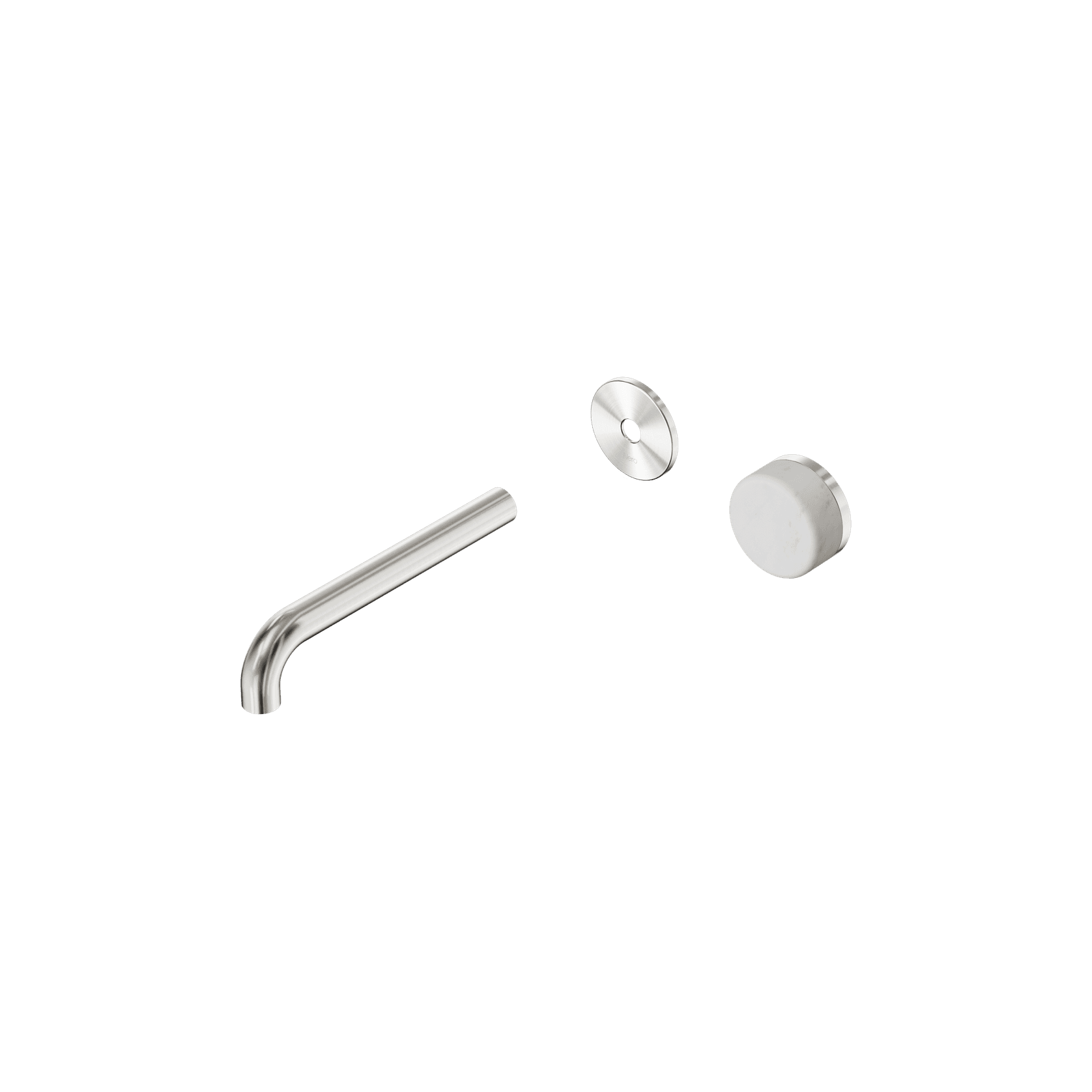 Serenity Wall Basin Mixer 185mm Spout Carrara Handle Brushed Nickel gallery detail image