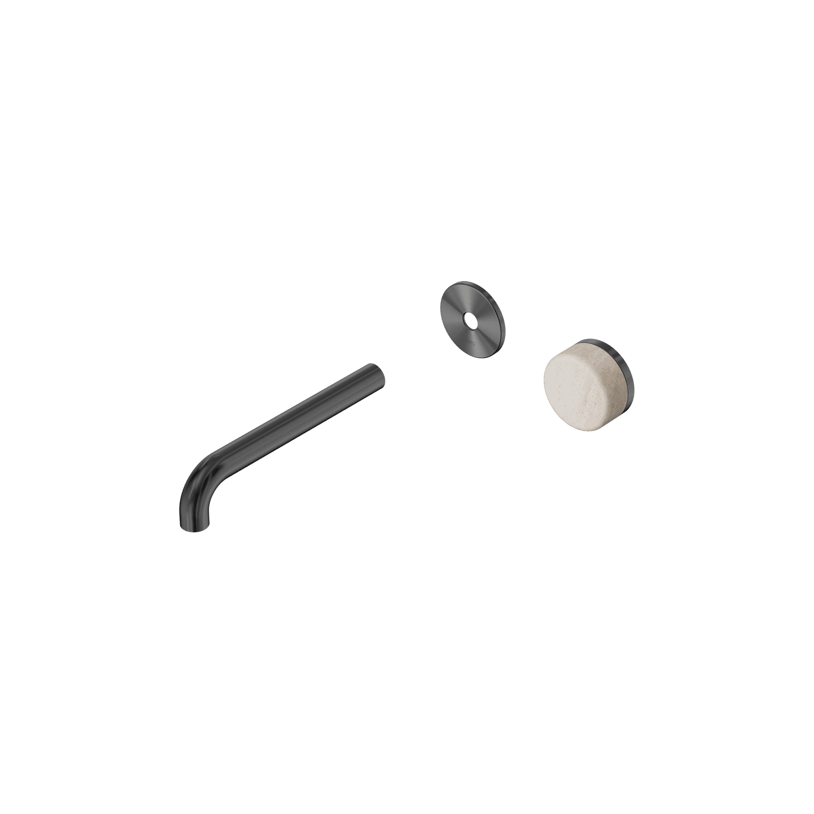 Serenity Wall Basin Mixer 185mm Spout Rome Travertine Handle Gun Metal gallery detail image
