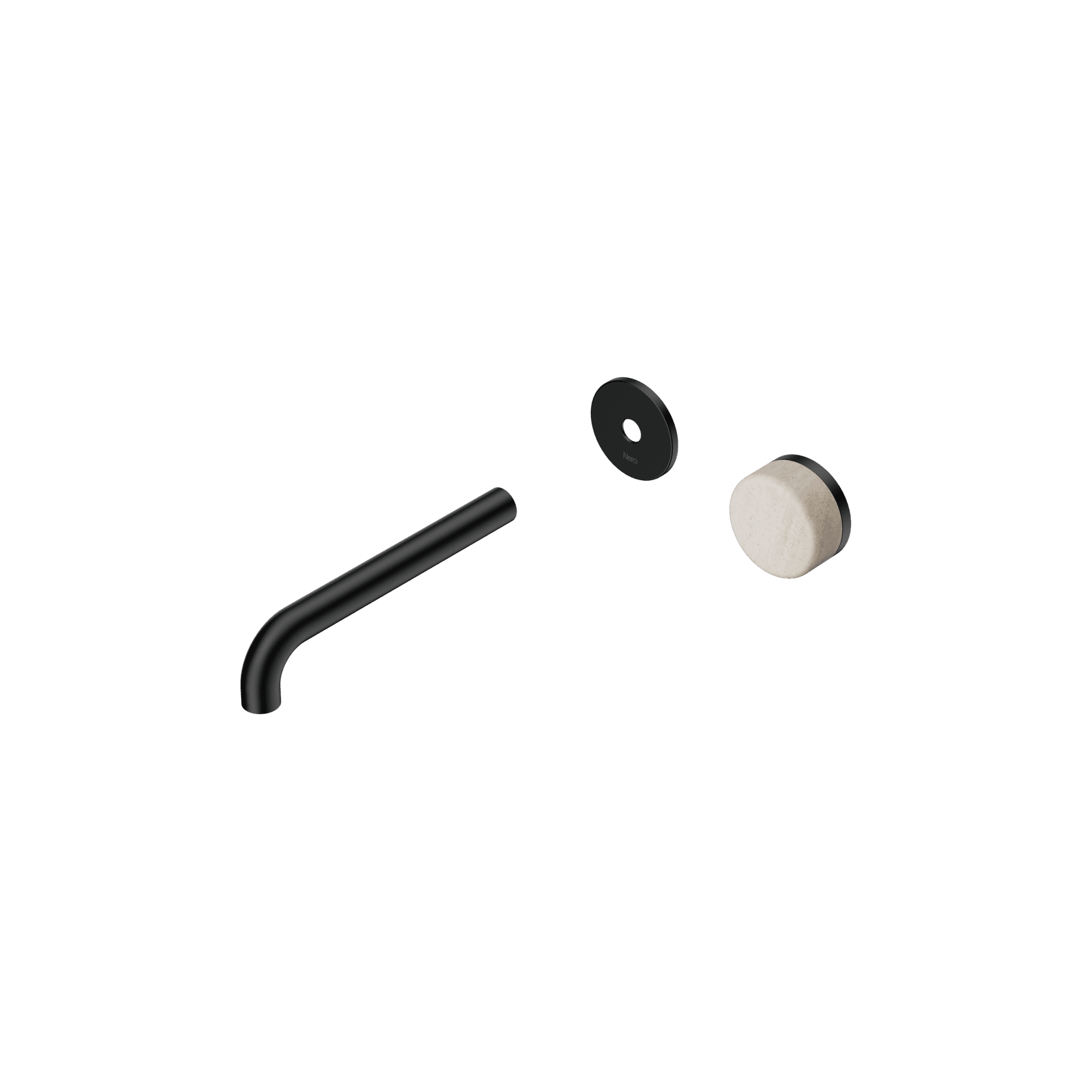 Serenity Wall Basin Mixer 185mm Spout Rome Travertine Handle Matte Black gallery detail image