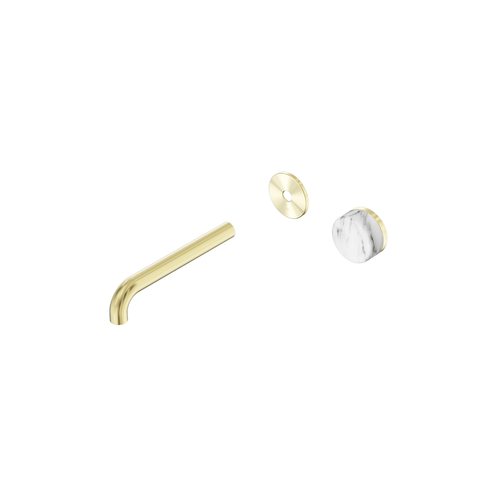 Serenity Wall Basin Mixer 185mm Spout Arabescato Corchia Handle Brushed Gold gallery detail image