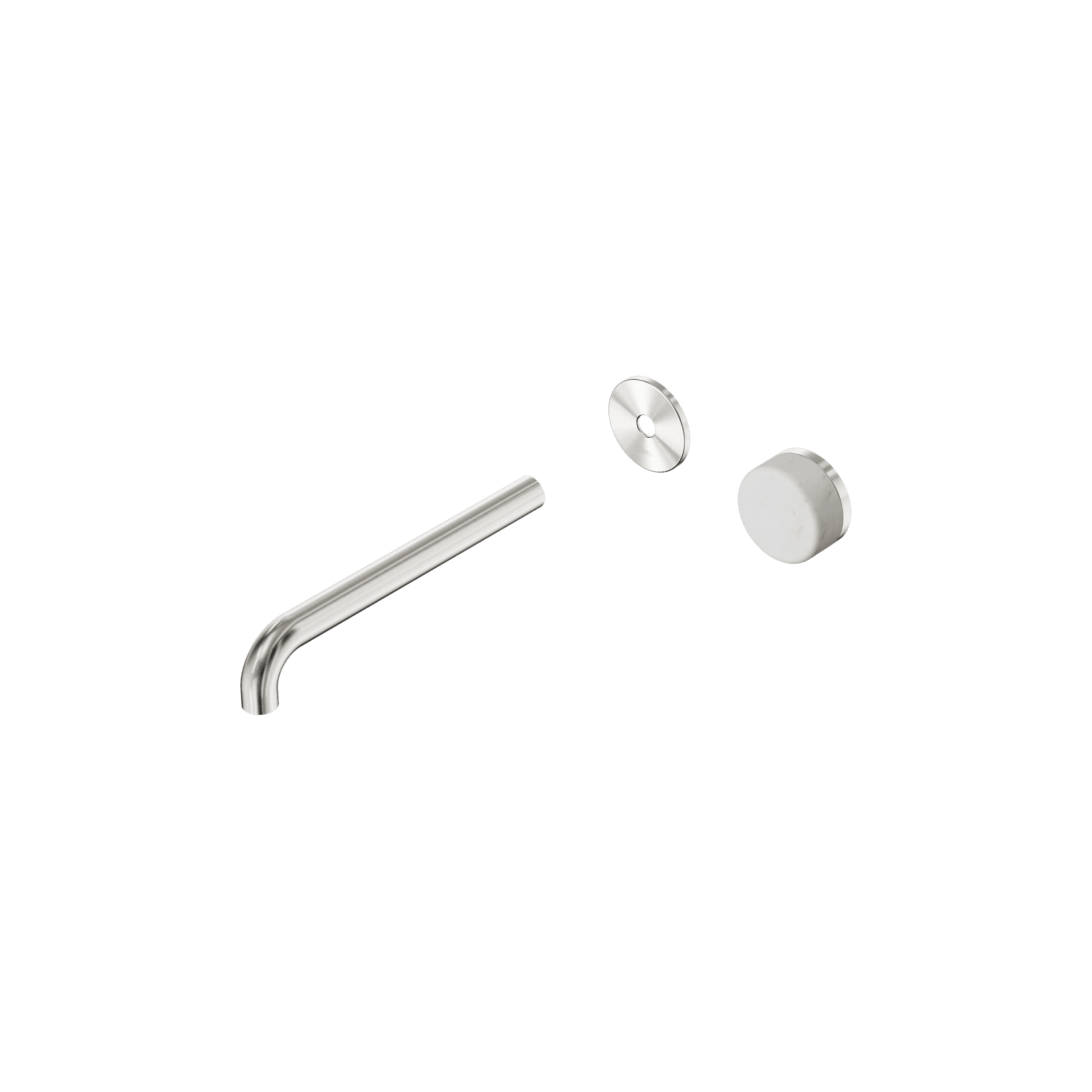 Serenity Wall Basin Mixer 220mm Spout Carrara Handle Brushed Nickel gallery detail image