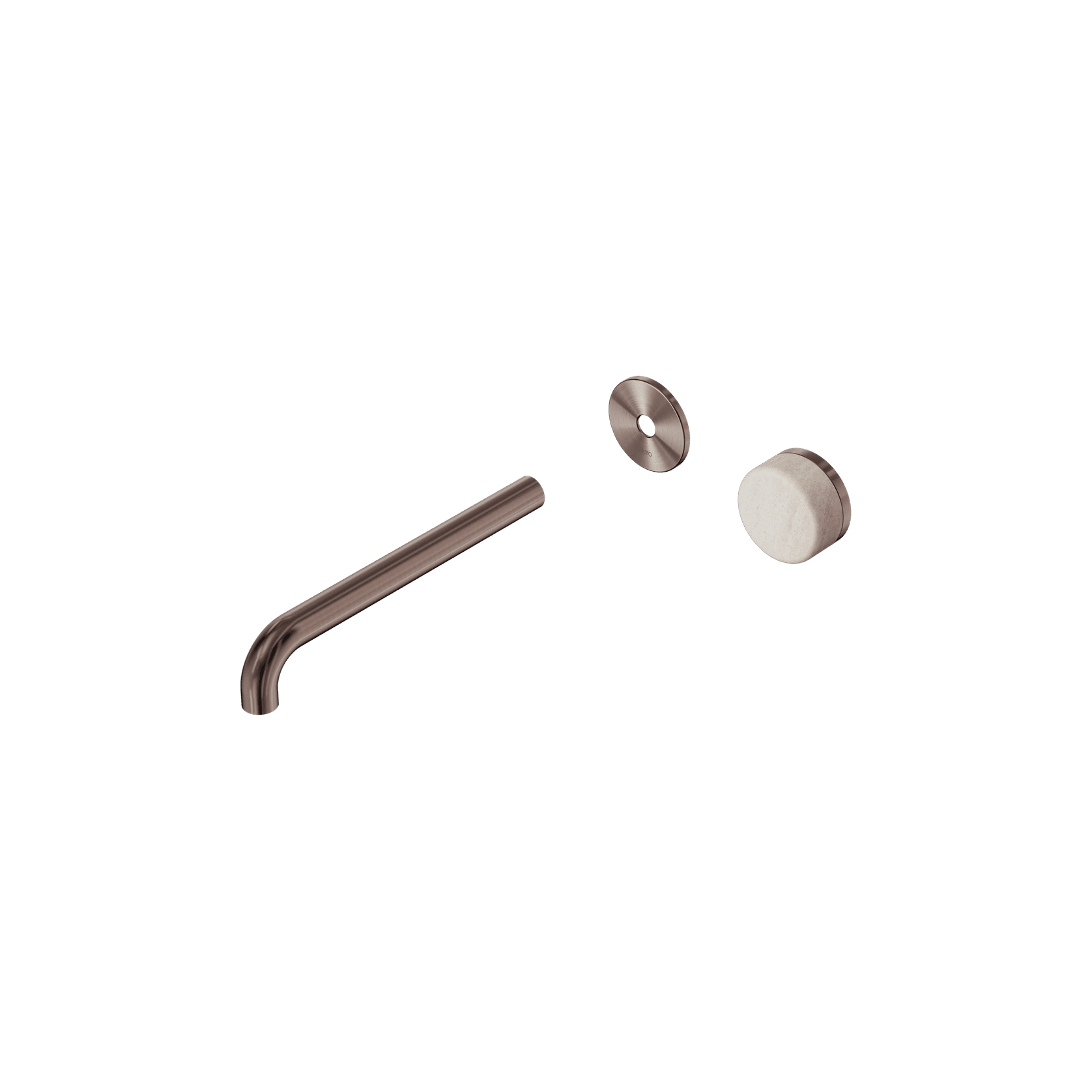 Serenity Wall Basin Mixer 220mm Spout Rome Travertine Handle Brushed Bronze gallery detail image