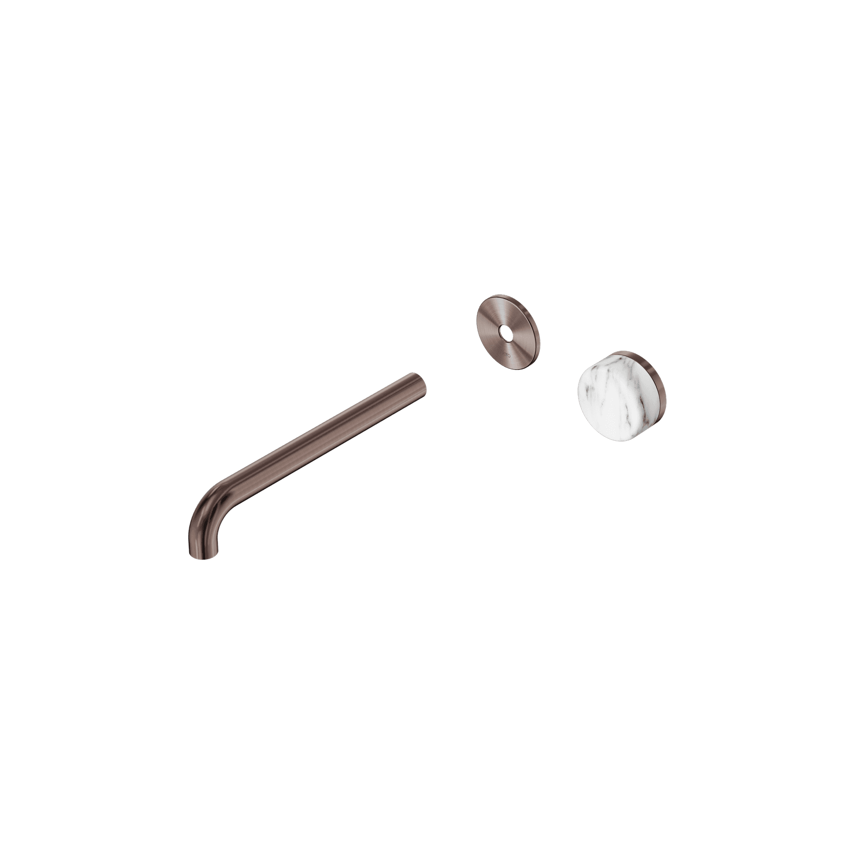 Serenity Wall Basin Mixer 220mm Spout Arabescato Corchia Handle Brushed Bronze gallery detail image