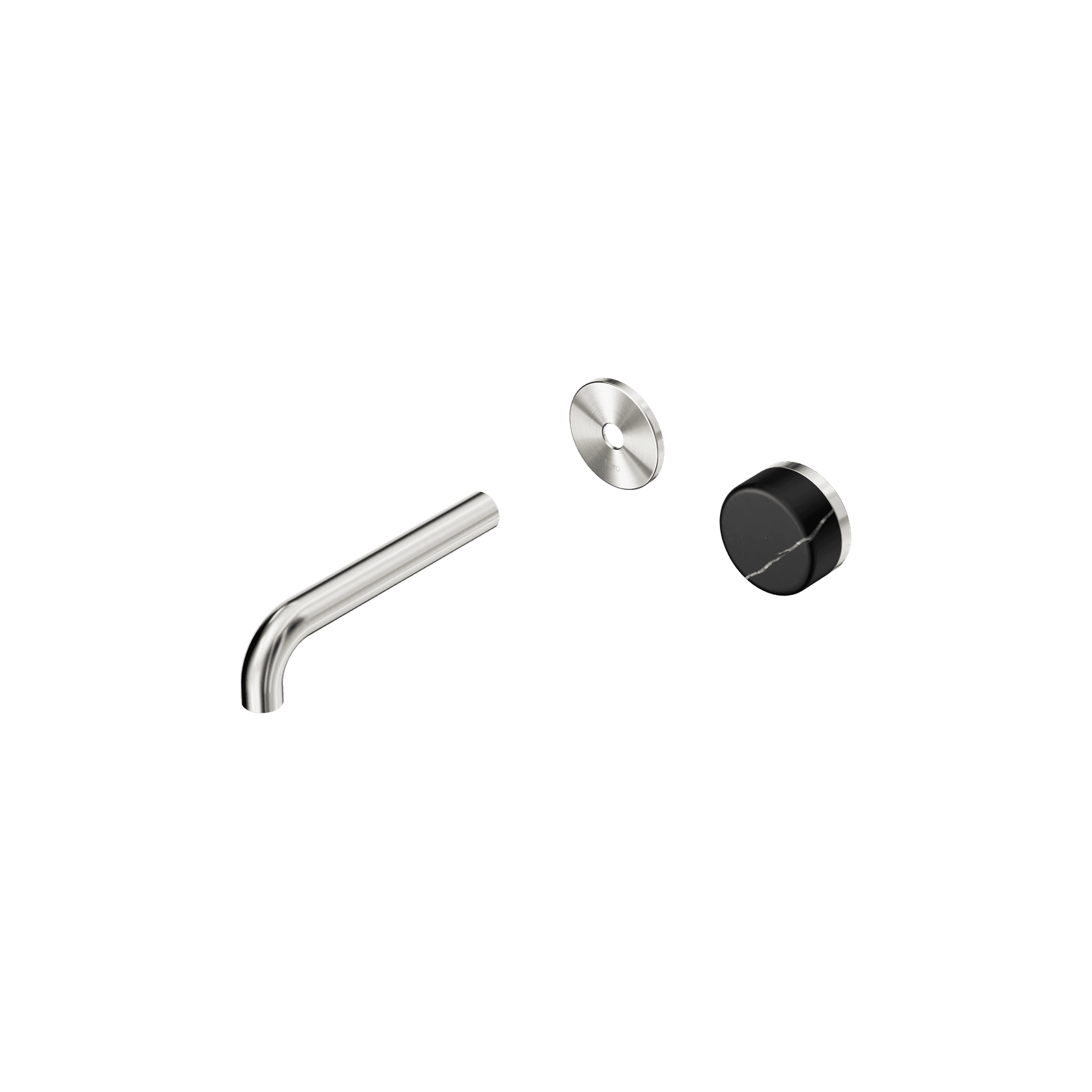 Serenity Wall Basin Mixer 160mm Spout Marquina Black Handle Brushed Nickel gallery detail image