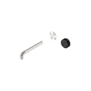 Serenity Wall Basin Mixer 185mm Spout Marquina Black Handle Brushed Nickel gallery detail image