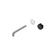 Serenity Wall Basin Mixer 185mm Spout Marquina Black Handle Chrome gallery detail image