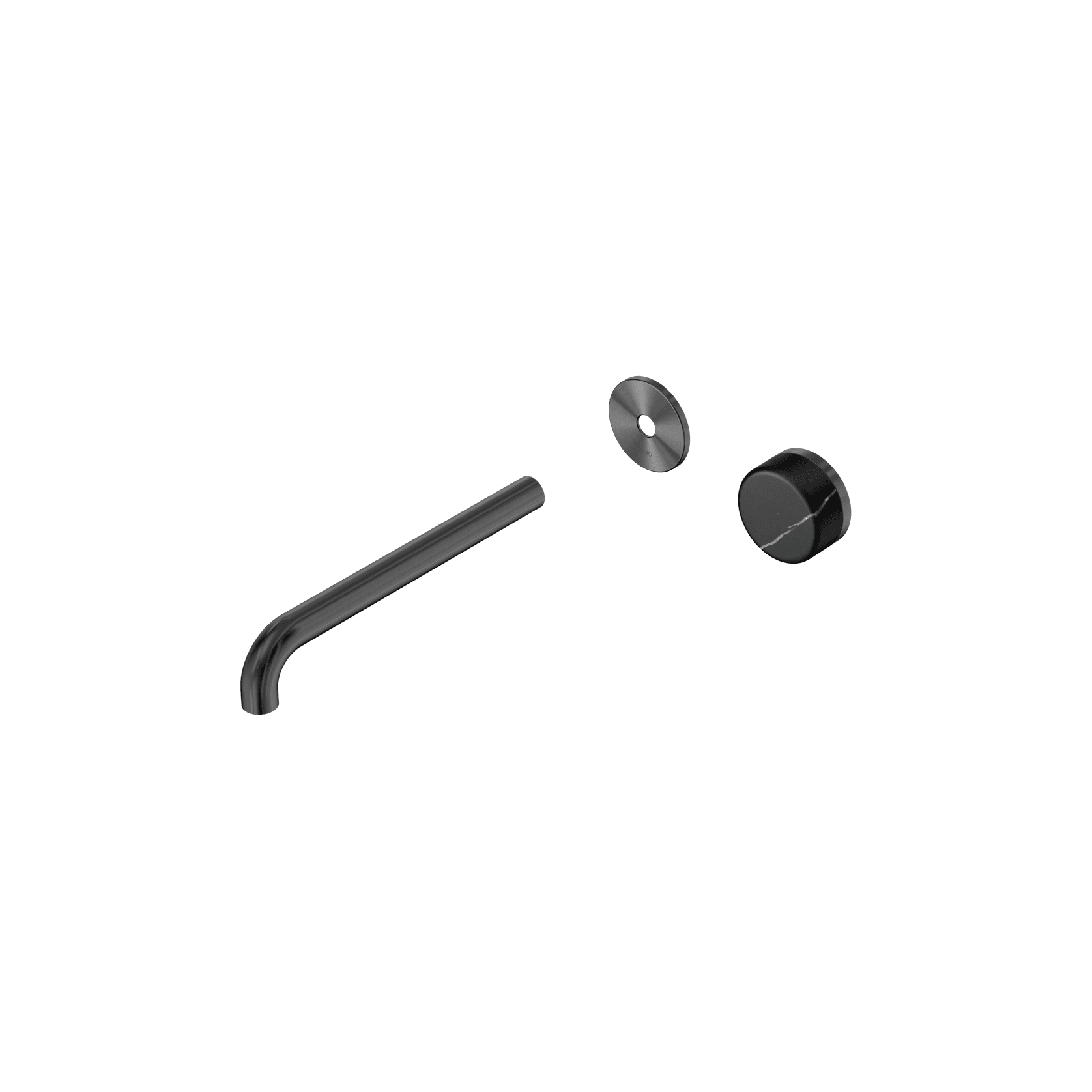 Serenity Wall Basin Mixer 220mm Spout Marquina Black Handle Gun Metal gallery detail image