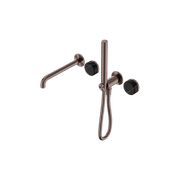 Serenity Shower System Spout Marquina Black Handle And Slim Shower Brushed Bronze gallery detail image