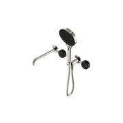 Serenity Shower System Spout Marquina Black Handle And Serenity Hand Shower Brushed Nickel gallery detail image