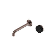 Serenity Wall Basin Mixer 185mm Spout Marquina Black Handle Brushed Bronze gallery detail image
