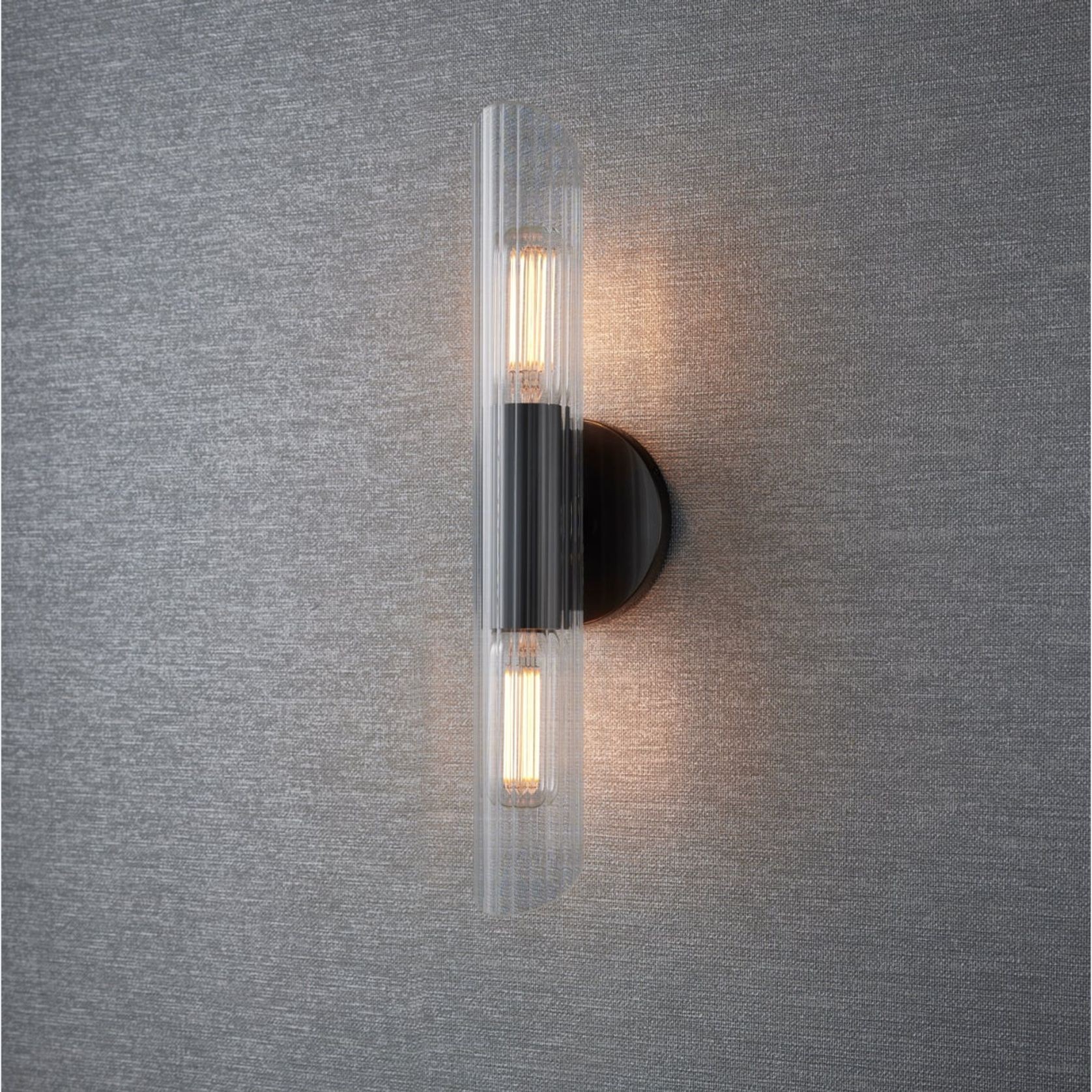 Bay 2 Light Glass Wall Light - Small in Old Bronze gallery detail image
