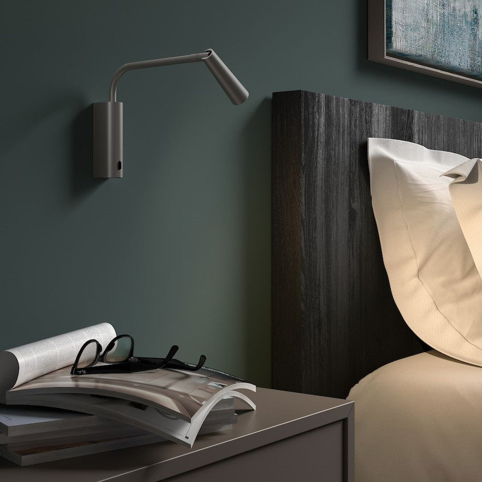 Turin LED Reading Wall Light in Matte Gold gallery detail image