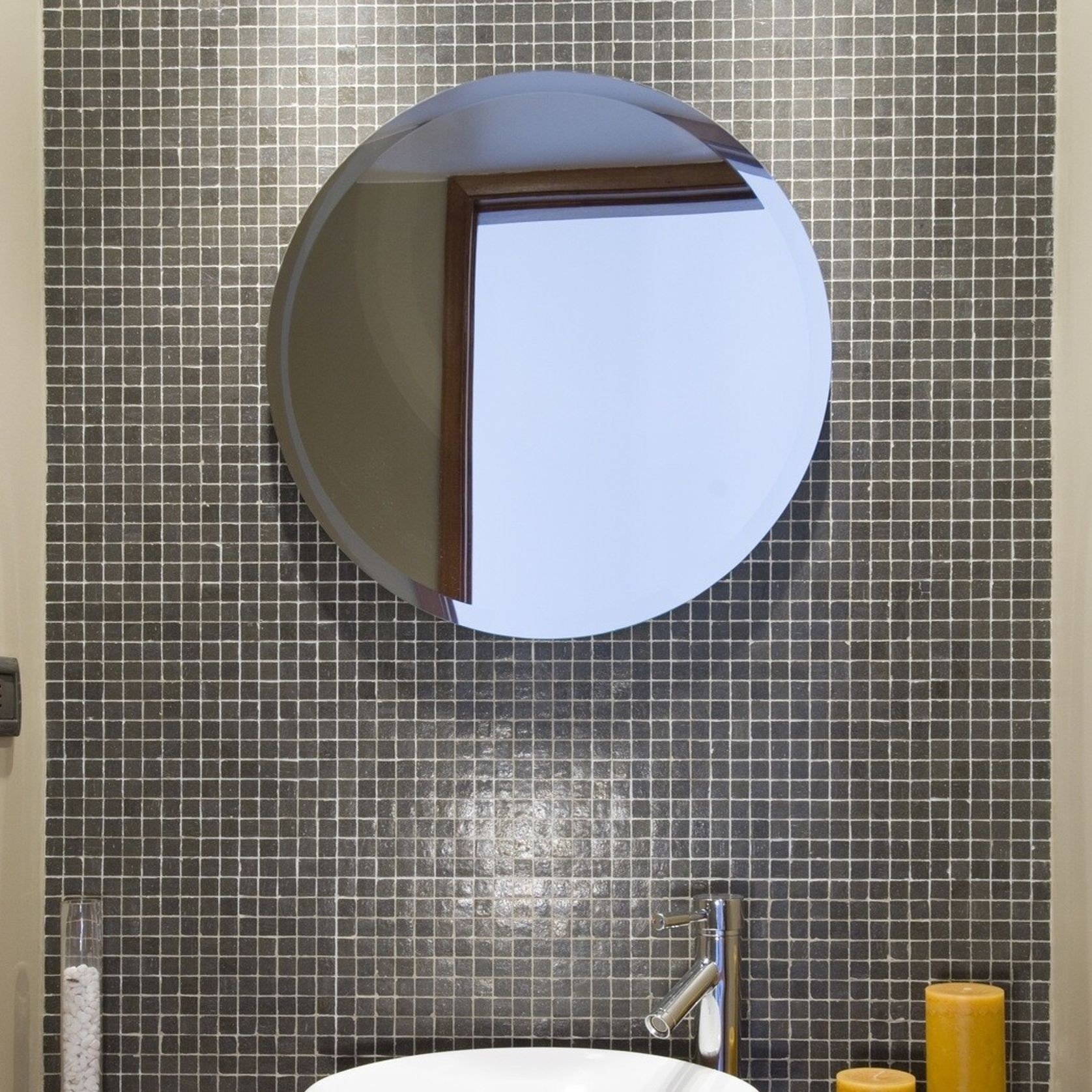 20mm Bevel Edge Round Mirror with Hidden Fittings gallery detail image