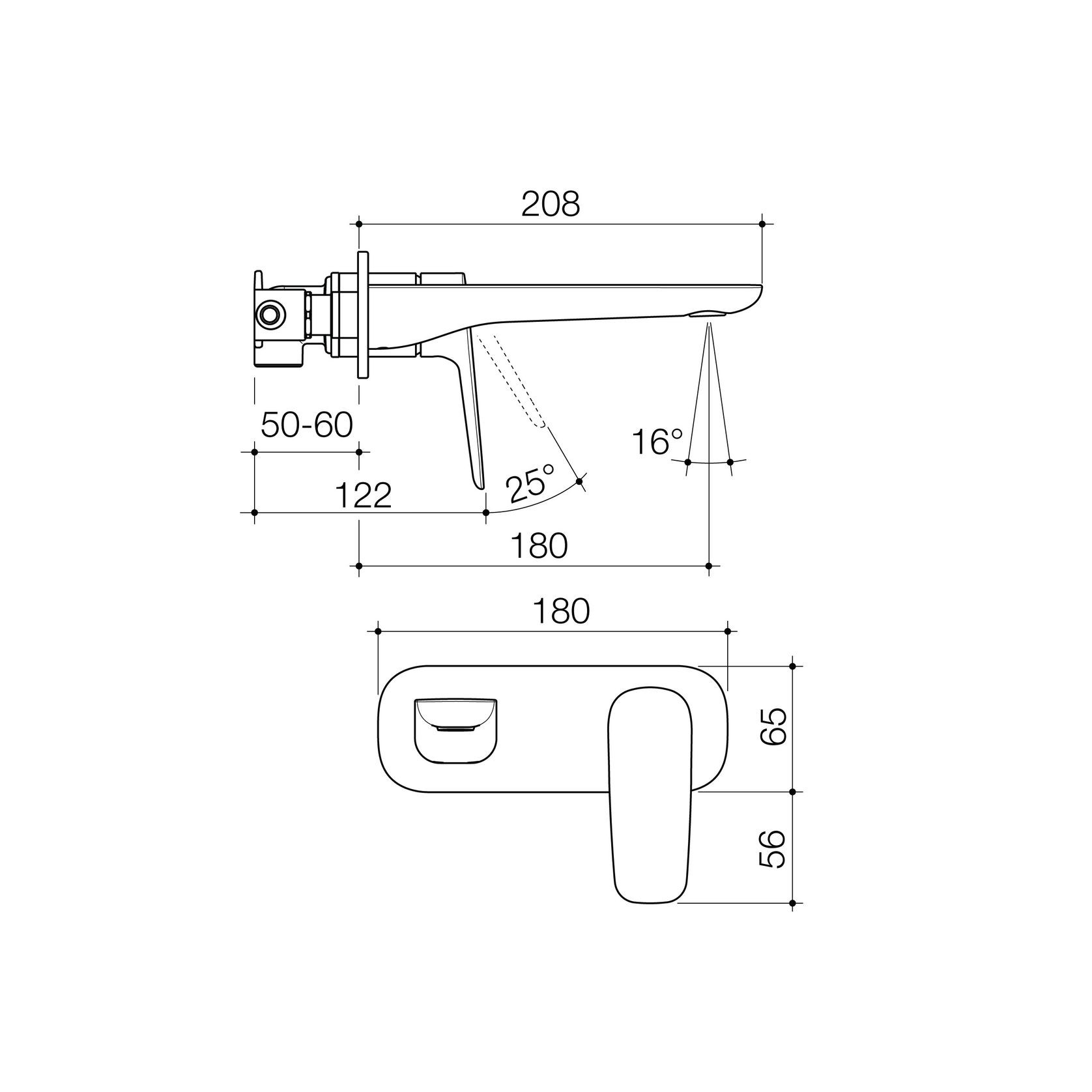 Contura II Wall Basin/Bath Mixer 180mm | Brushed Bronze gallery detail image