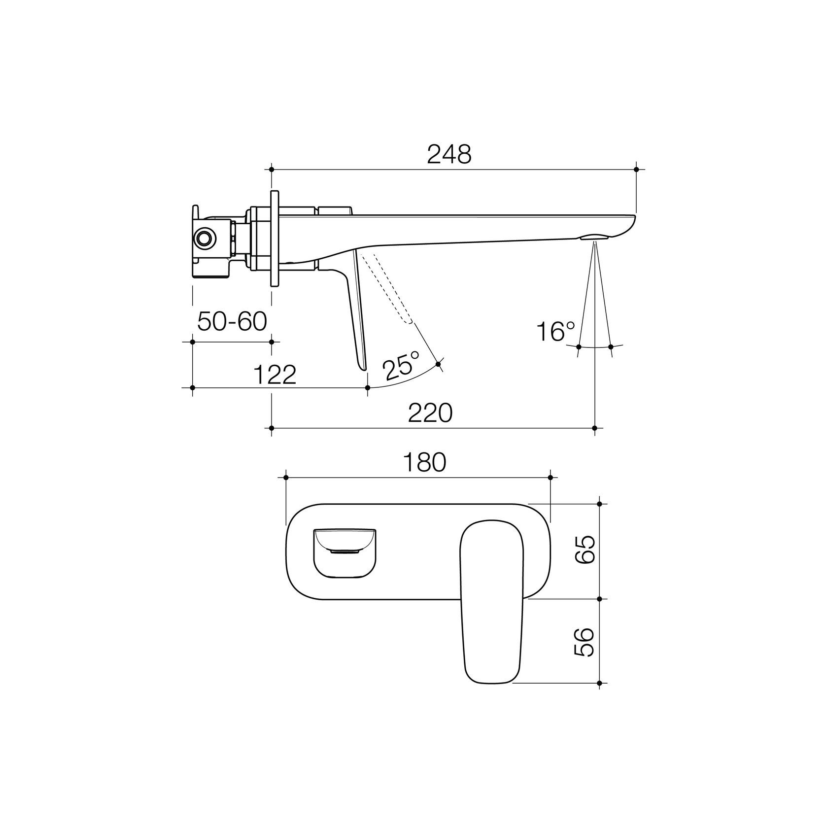Contura II Wall Basin/Bath Mixer 220mm  | Chrome gallery detail image