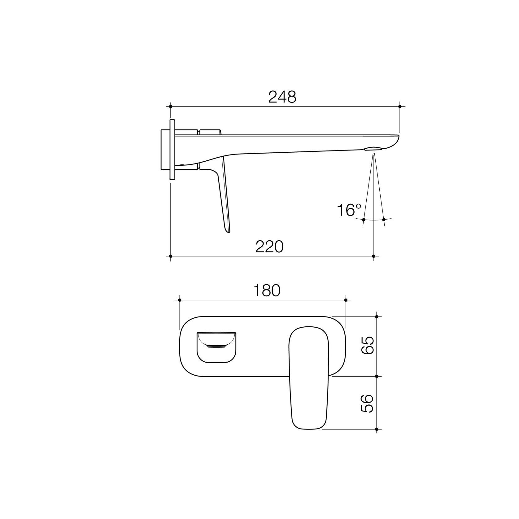 Contura II Wall Basin/Bath Mixer 220mm - Trim Kit  | Brushed Bronze gallery detail image