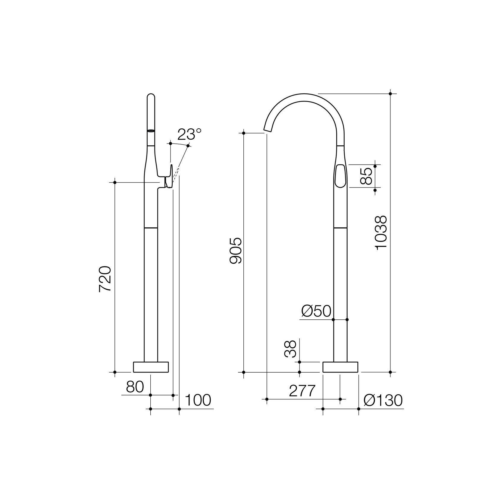 Contura II Freestanding Bath Filler - Trim Kit  | Matte Black gallery detail image
