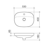 Contura II 530mm Inset Basin with Tap Landing (1 Tap Hole)  | Matte White gallery detail image