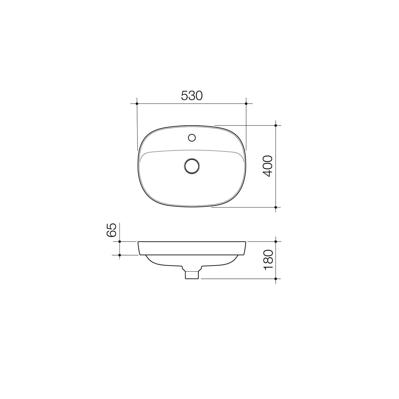 Contura II 530mm Inset Basin with Tap Landing (1 Tap Hole)  | Matte White gallery detail image