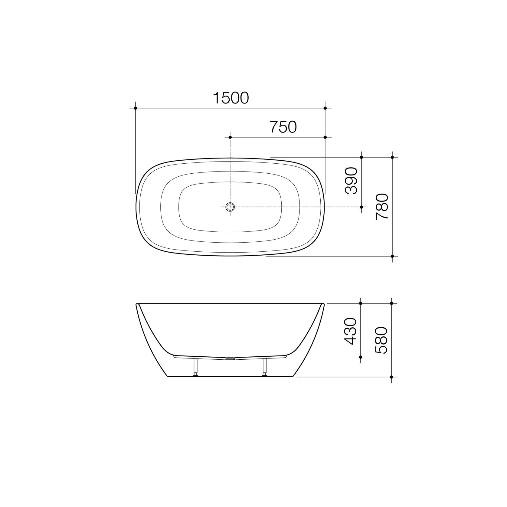 Contura II 1500mm Freestanding Bath  | Matte White gallery detail image