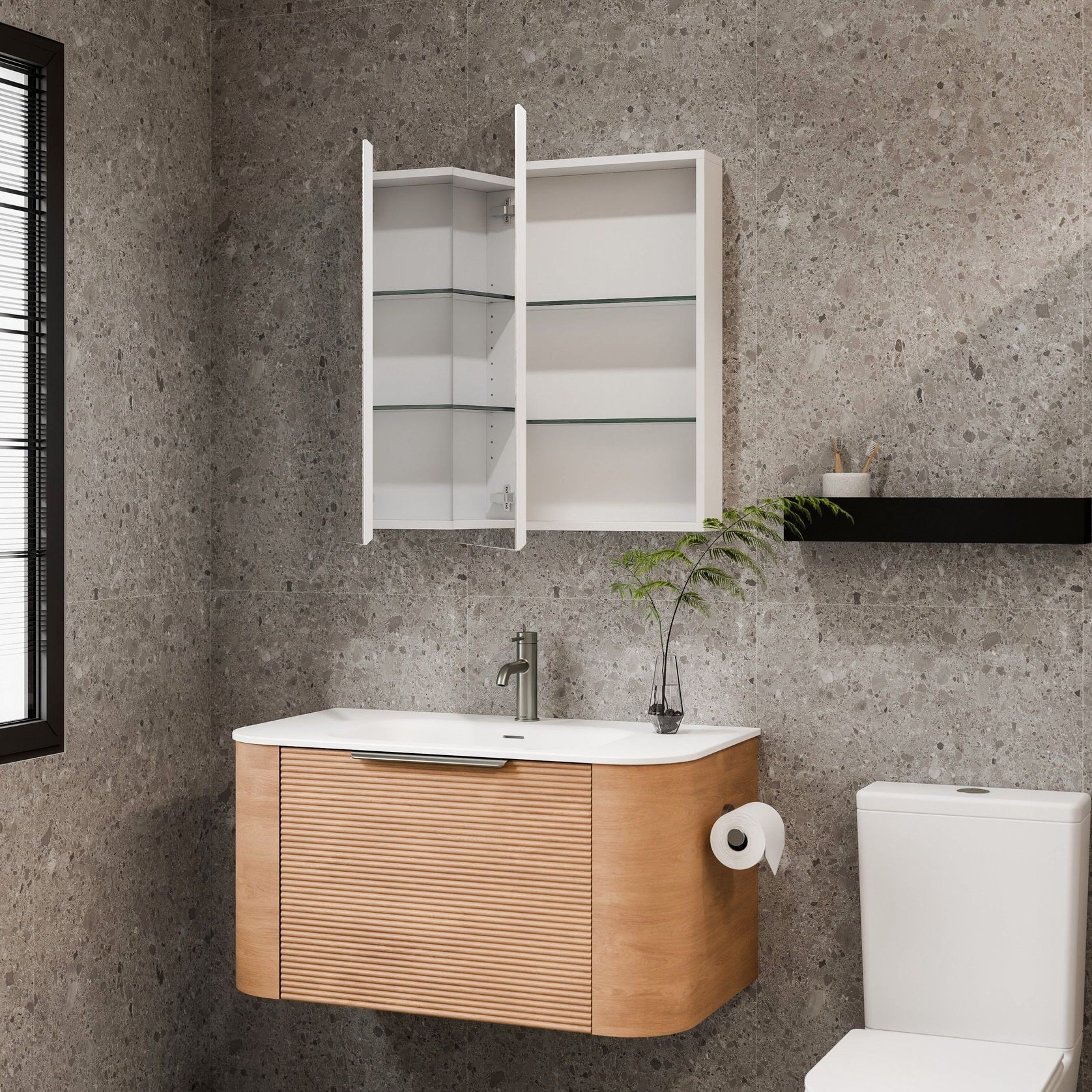 Luxe 600mm Mirror Cabinet With Demister | 2 Door gallery detail image